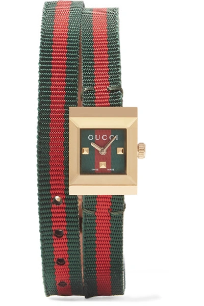 Shop Gucci Canvas And Gold-tone Watch