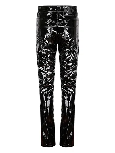 Fiorucci Women's Stretch Vinyl Straight Fit Trousers In Black