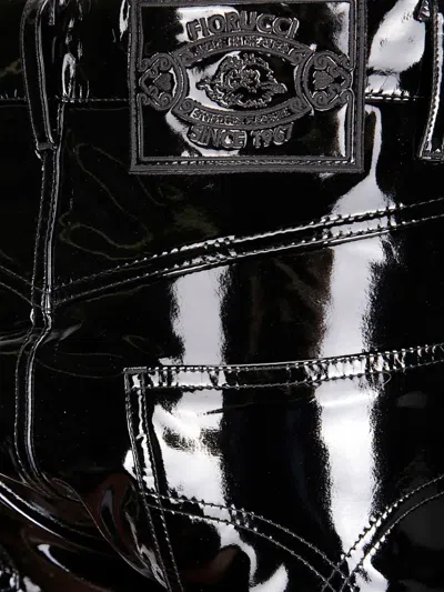 Fiorucci Women's Stretch Vinyl Straight Fit Trousers In Black