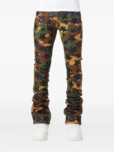 Guapi Camouflage-pattern Star-patch Jeans In Multi