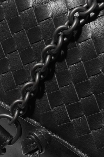 Shop Bottega Veneta - Saddle Small Intrecciato Leather Shoulder Bag - Black