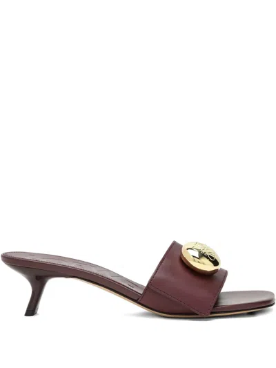 Loewe Pebble Leather Slide Sandals In Brown