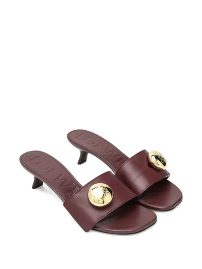 Loewe Pebble Leather Slide Sandals In Brown