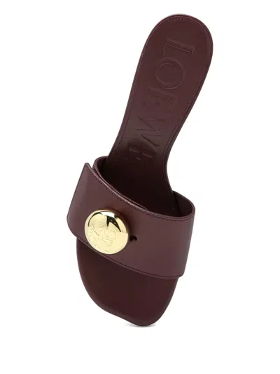 Loewe Pebble Leather Slide Sandals In Brown