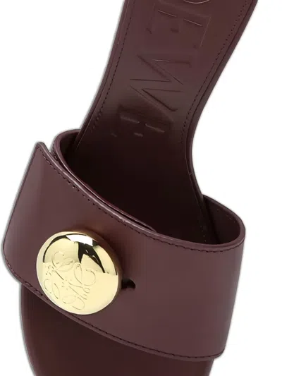 Loewe Pebble Leather Slide Sandals In Brown