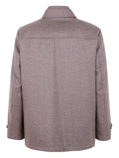 Fay Houndstooth Button-fastening Jacket In Burgundy