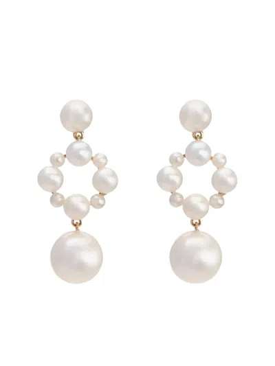 Sophie Bille Brahe 14k Yellow Gold Nebula Pearl Earrings In White