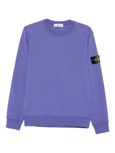 Stone Island Ribbed Crew Neck Sweatshirt In Purple