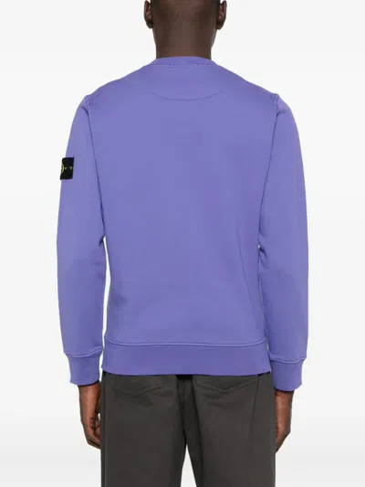 Stone Island Ribbed Crew Neck Sweatshirt In Purple