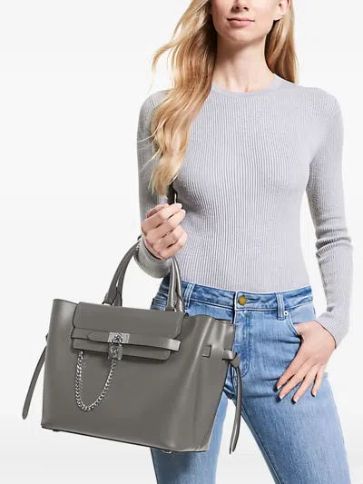 Michael Michael Kors Large Belted Satchel Bag In Gray