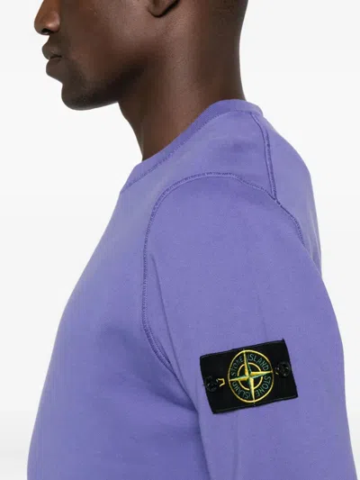 Stone Island Ribbed Crew Neck Sweatshirt In Purple