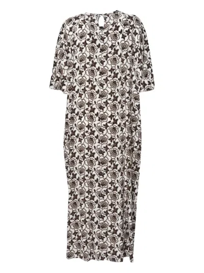 Weekend Max Mara Floral-print Short-sleeve Midi Dress In Multi