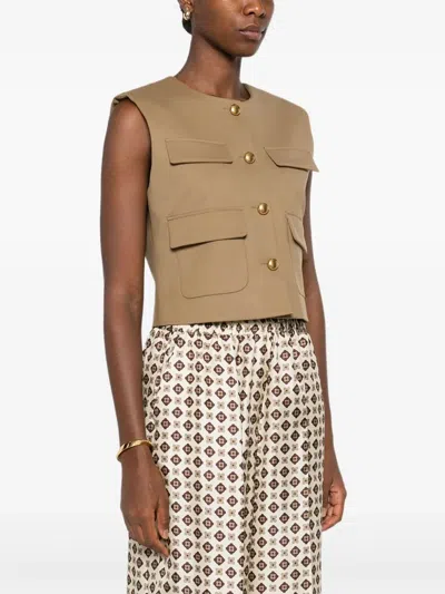 P.a.r.o.s.h Button-fastening Pocketed Waistcoat In Brown
