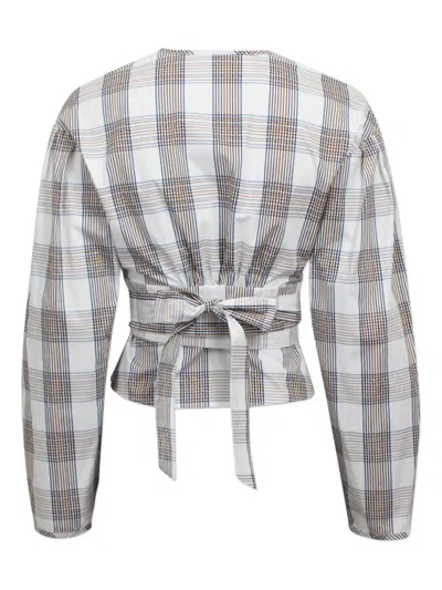 Baum Und Pferdgarten Checked Wrap Blouse In Multi