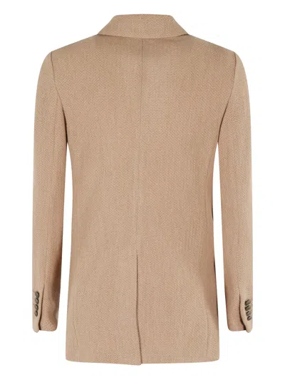 Circolo 1901 Double-breasted Wool Knit Blazer In Brown