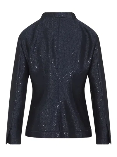 Giorgio Armani Sequin Jacquard Single-breasted Evening Jacket In Blue