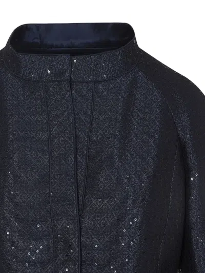 Giorgio Armani Sequin Jacquard Single-breasted Evening Jacket In Blue