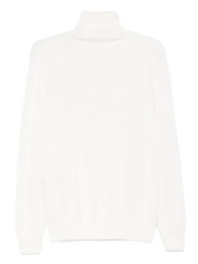 Paul & Shark High Neck Ribbed Sweater In White