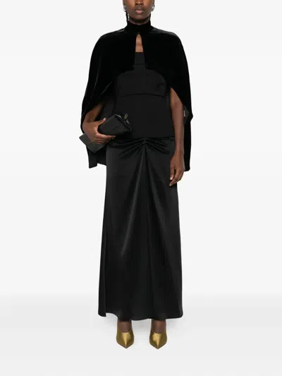 Raquel Diniz Velvet Short Cape High Neck In Black