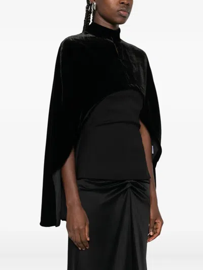 Raquel Diniz Velvet Short Cape High Neck In Black