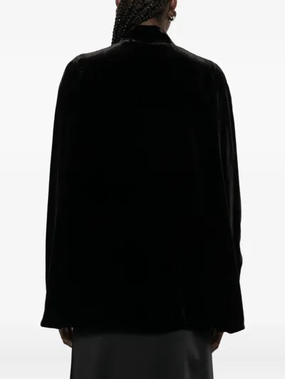 Raquel Diniz Velvet Short Cape High Neck In Black
