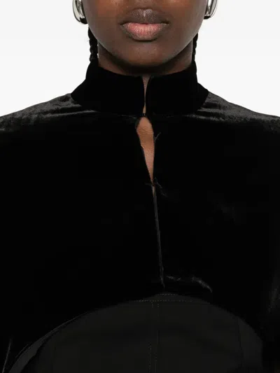 Raquel Diniz Velvet Short Cape High Neck In Black