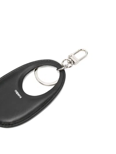 Coperni Oval-shaped Leather Keyring In Blue