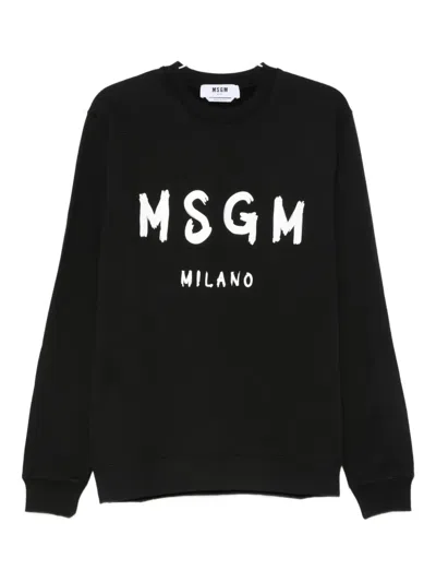 Msgm Logo-printed Crewneck Sweatshirt In Black