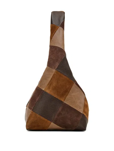 Marc Jacobs Borsa A Spalla The Suede Patchwork Sack Bag Brown Multi In Brown