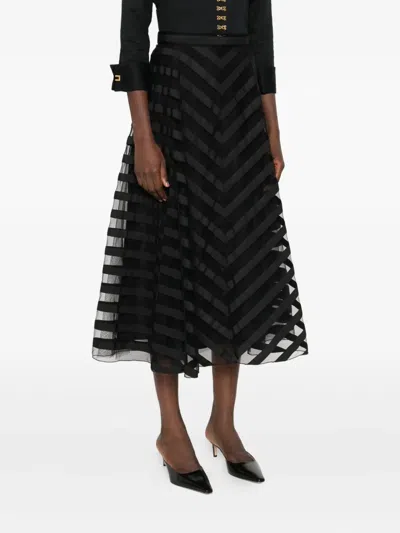 P.a.r.o.s.h Chevron Striped Midi Skirt In Black