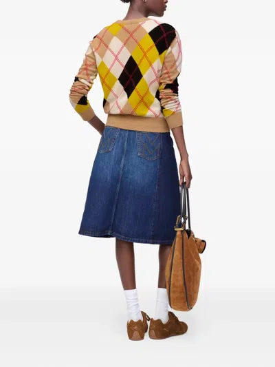 Marc Jacobs Preppy Daisy Argyle Crewneck Joy Yellow Multi In Multi