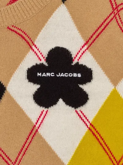Marc Jacobs Preppy Daisy Argyle Crewneck Joy Yellow Multi In Multi