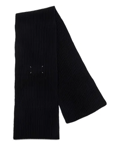 Maison Margiela Cashmere Scarf Man Dark Blue In Black