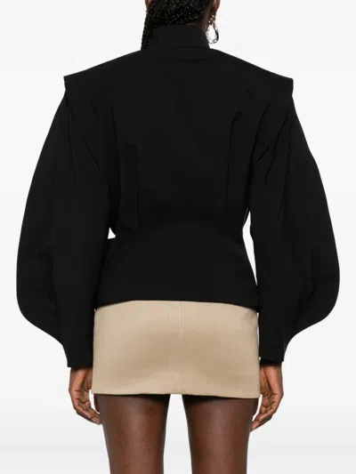 扣环开合高领夹克