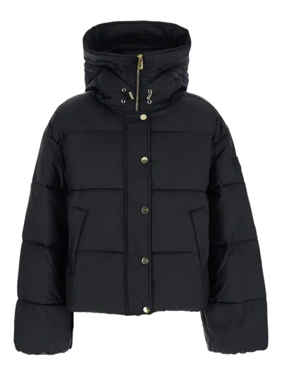 Pinko Hooded Nylon Down Jacket In Black