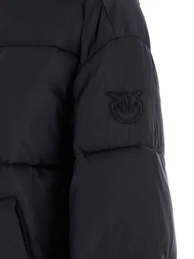 Pinko Hooded Nylon Down Jacket In Black