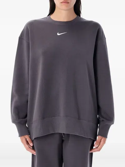 Nike Phoenix Swoosh Crew-neck Sweatshirt In Gray