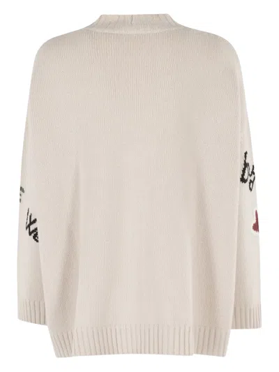 Weekend Max Mara Cardigan Over In Filato Di Lana Ecru In Neutral