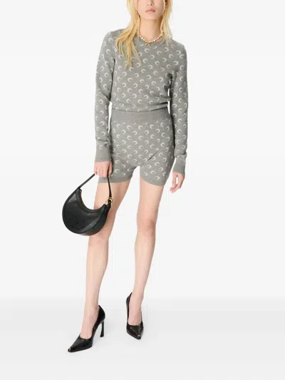 Marine Serre Crescent Moon Pattern Knit Cardigan In White