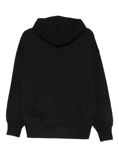 Msgm Black Cotton Crewneck Sweatshirt With Logo In Black
