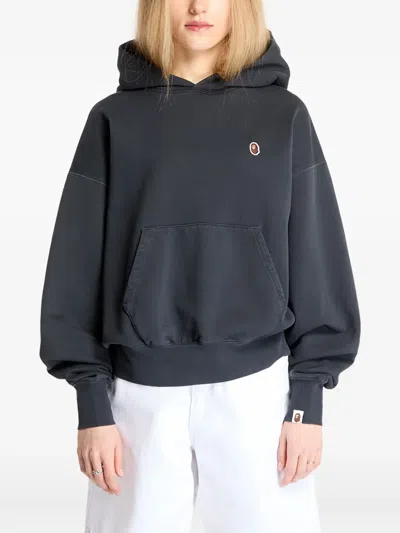 A Bathing Ape Pigment Dyed One Point Hoodie In Black
