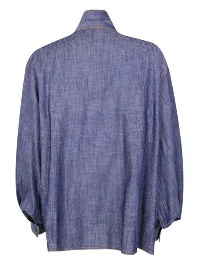 系带领灯笼袖上衣