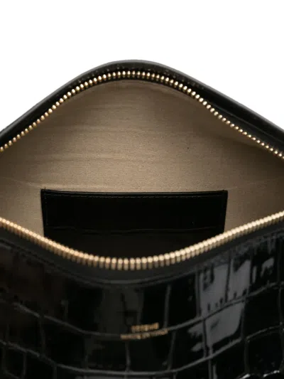 Totême Crocodile-embossed Clutch In Black