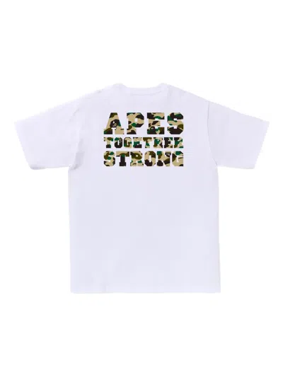 A Bathing Ape Logo Cotton T-shirt In White