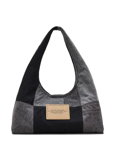 Marc Jacobs Patchwork Cotton Shoulder Bag With Top Handle In Black
