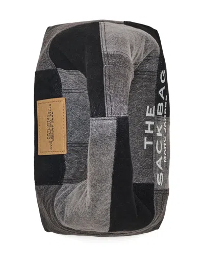 Marc Jacobs Patchwork Cotton Shoulder Bag With Top Handle In Black