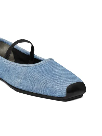Tory Burch Denim Elastic-strap Ballet Flats In Blue