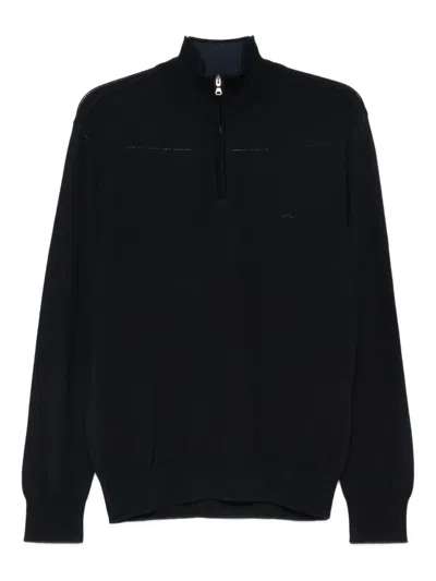 Paul & Shark Half-zip Sweater In Cotton And Cashmere In Black