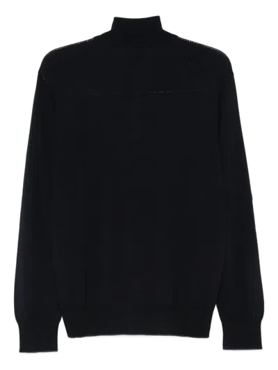 Paul & Shark Half-zip Sweater In Cotton And Cashmere In Black