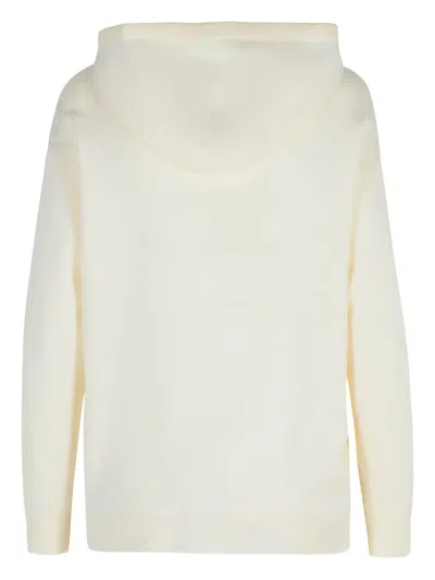Max Mara Virgin Wool Hoodie With Teddy Texture And Contrast Logo In Yellow